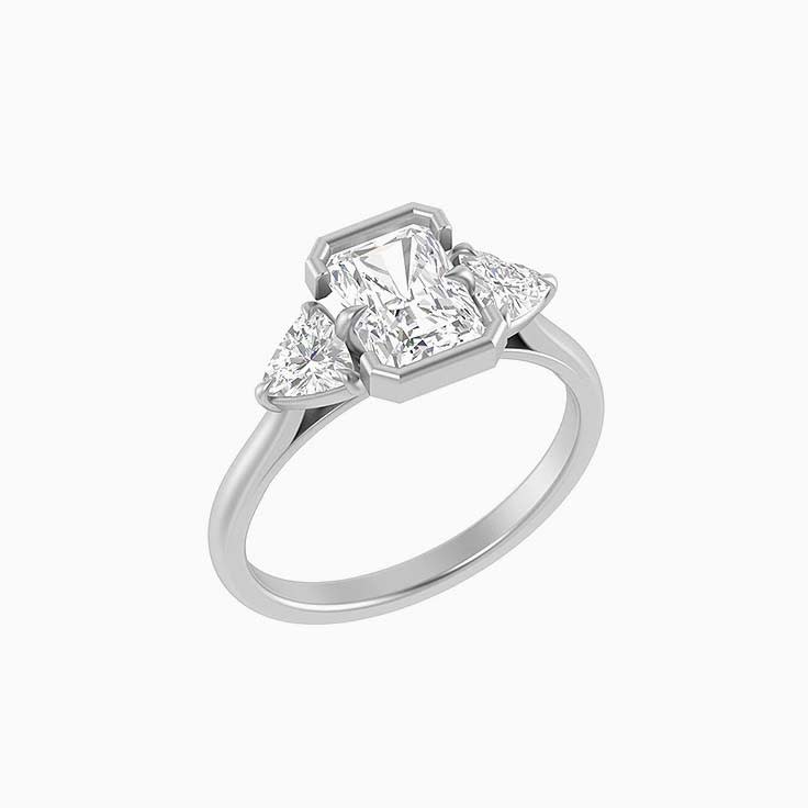 Half bezel Radiant cut Trilogy Lab diamonds
