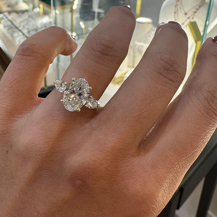 3 carat lab oval in trilogy setting