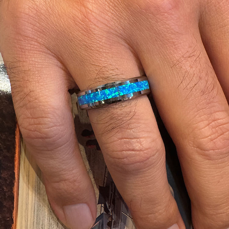 6mm Opal with tungsten ring