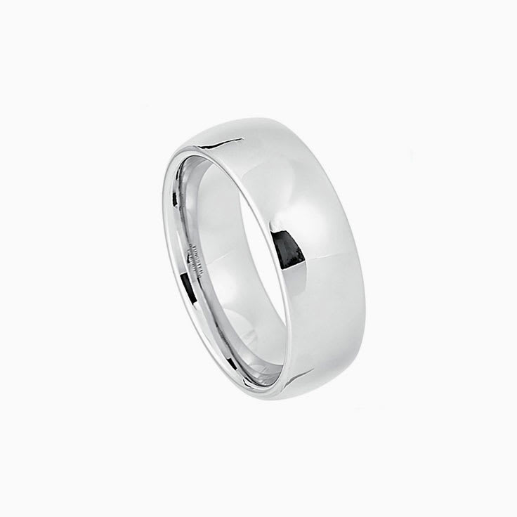 Platinum plated white tungsten ring