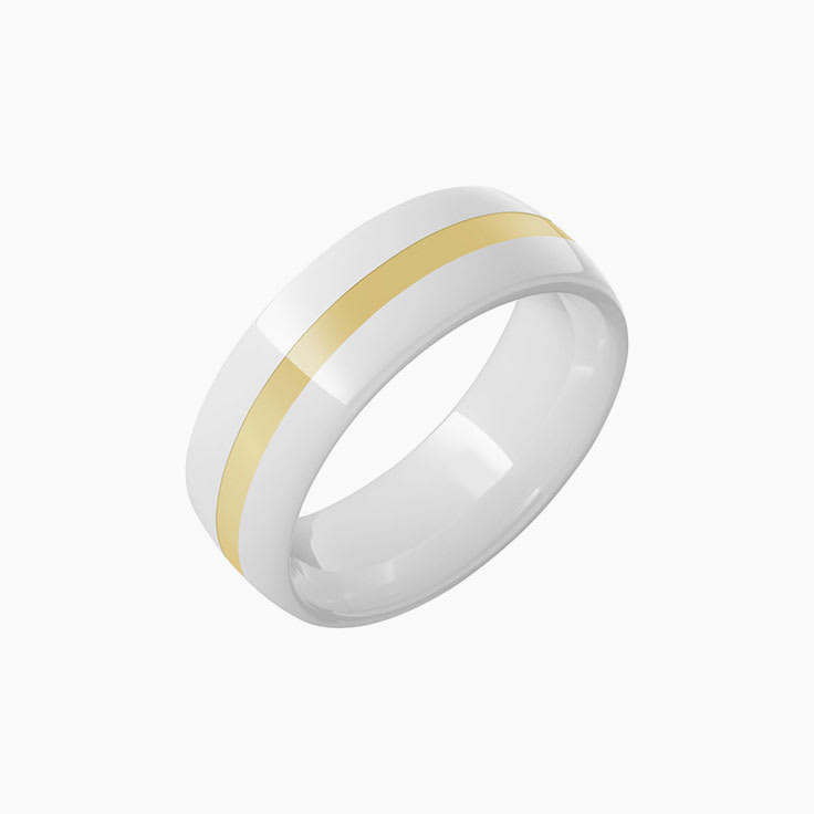 White ceramic with gold inlay