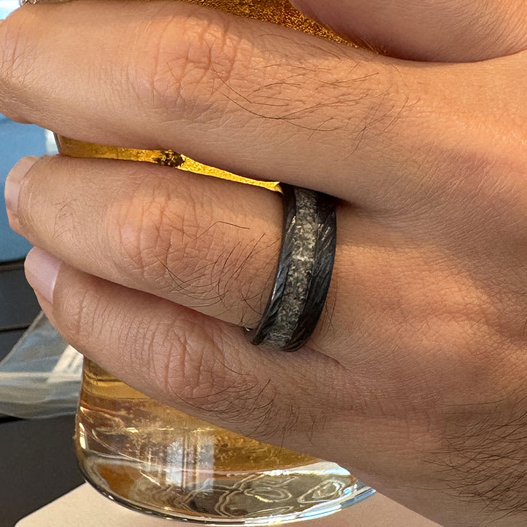 Ring with sand inlay for beach lovers