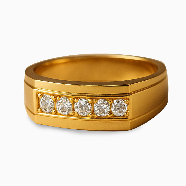 22k mens solid gold signet ring with diamonds