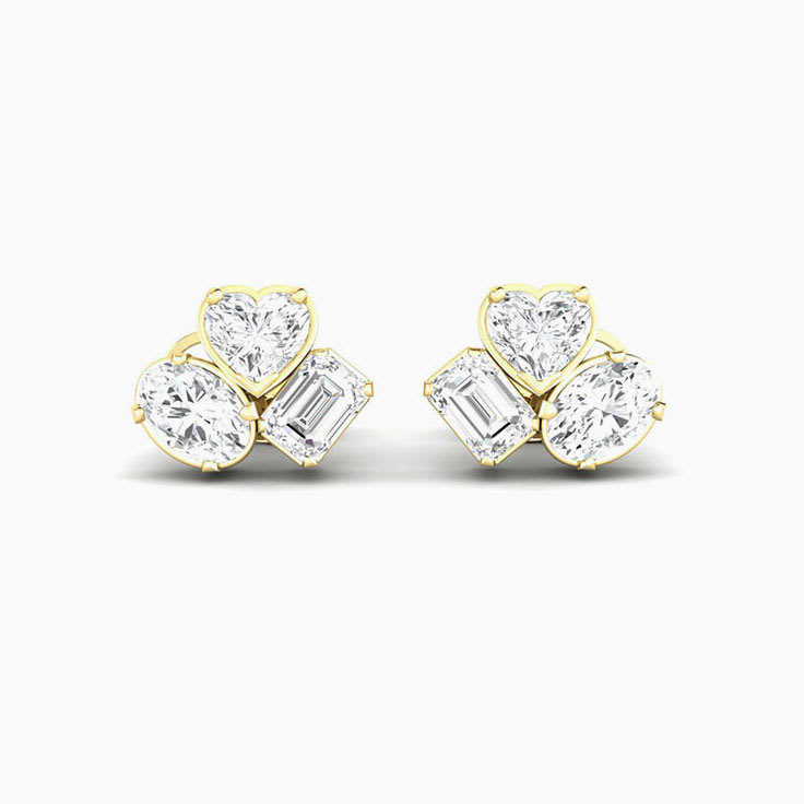 three stone lab diamond studs