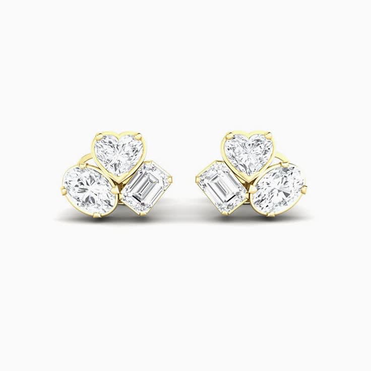 three stone lab diamond studs