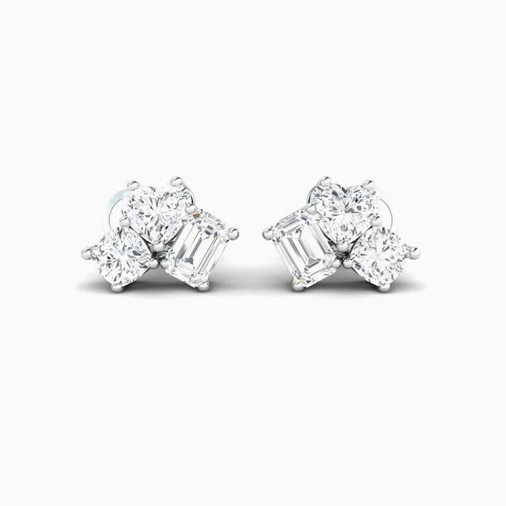 three stone lab stud earrings