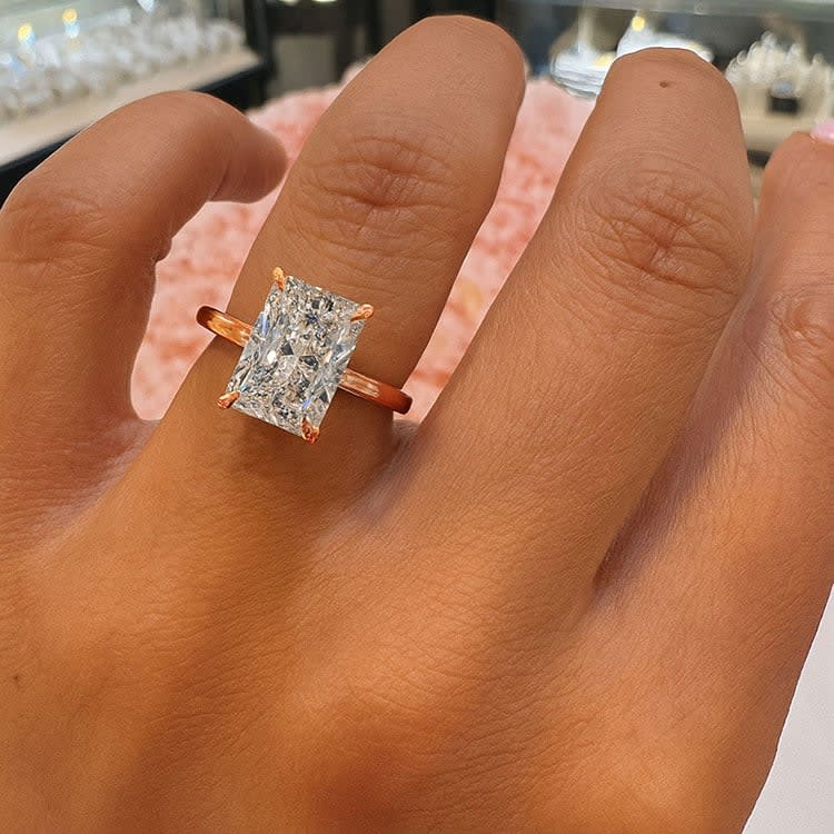 3 carat Lab Radiant cut with a hidden halo