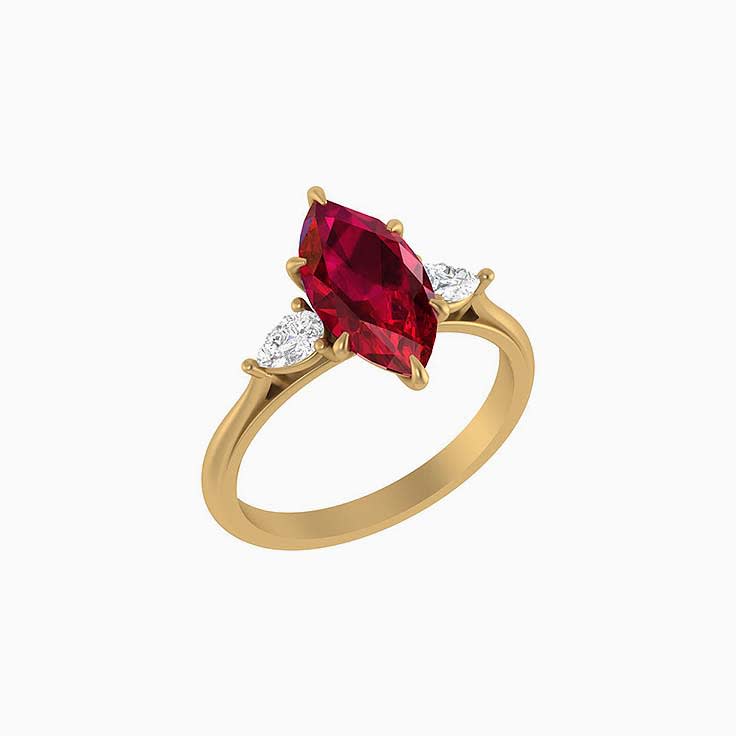 Lab marquise cut Ruby ring