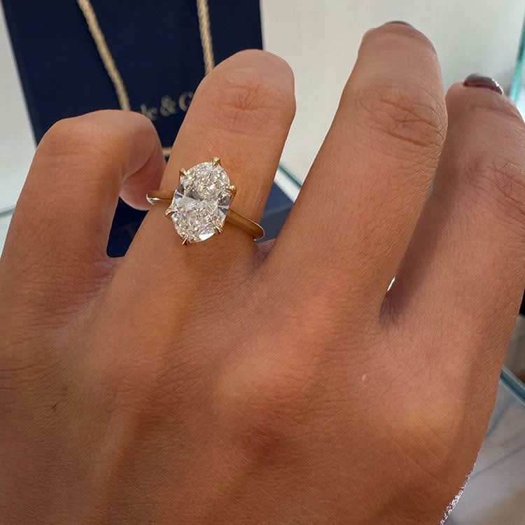 3 lab carat oval with tulip setting