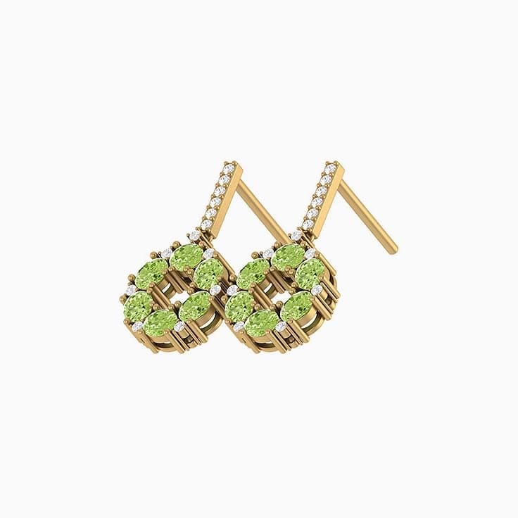 Oval cut Peridot and diamond earrings