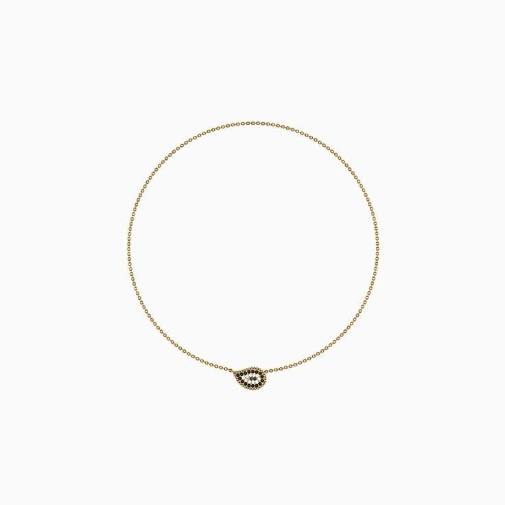 Modern evil eye necklace.