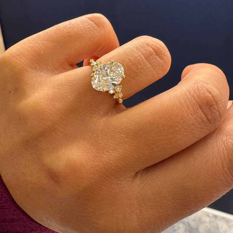 3 carat lab oval on a unique setting