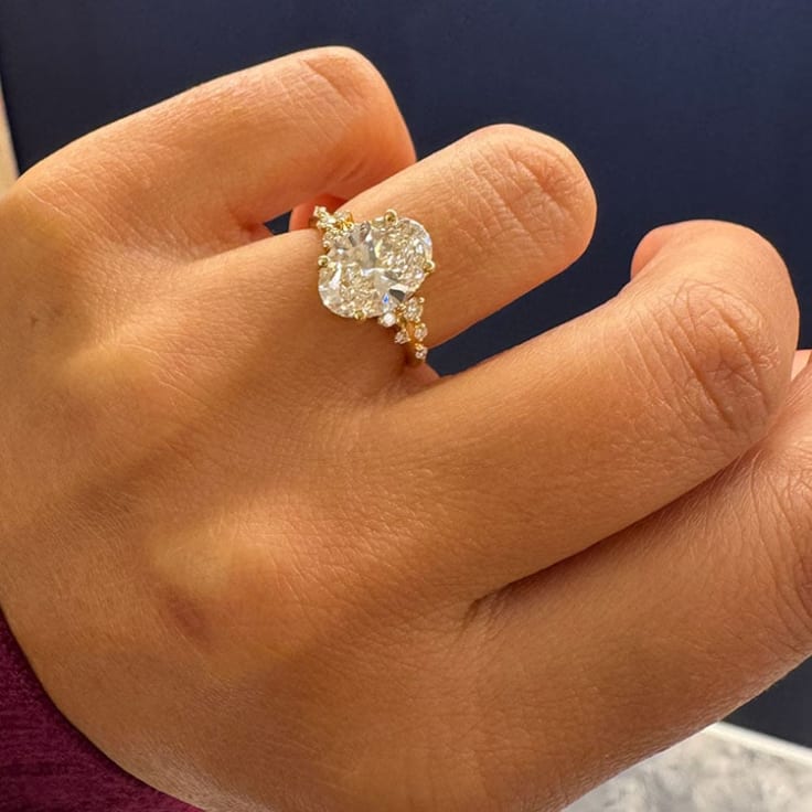 3 carat lab oval on a unique setting
