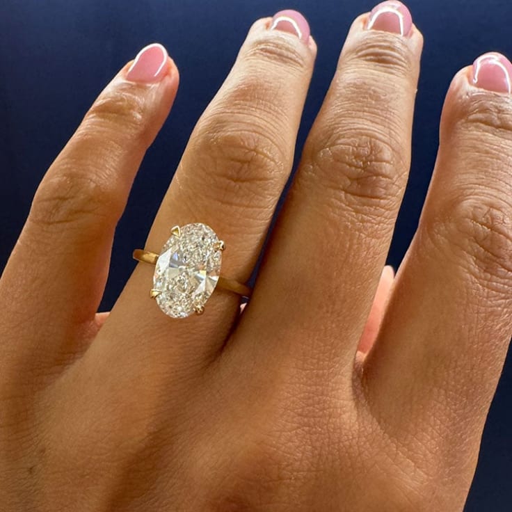 4 carat oval lab grown diamond engagement ring