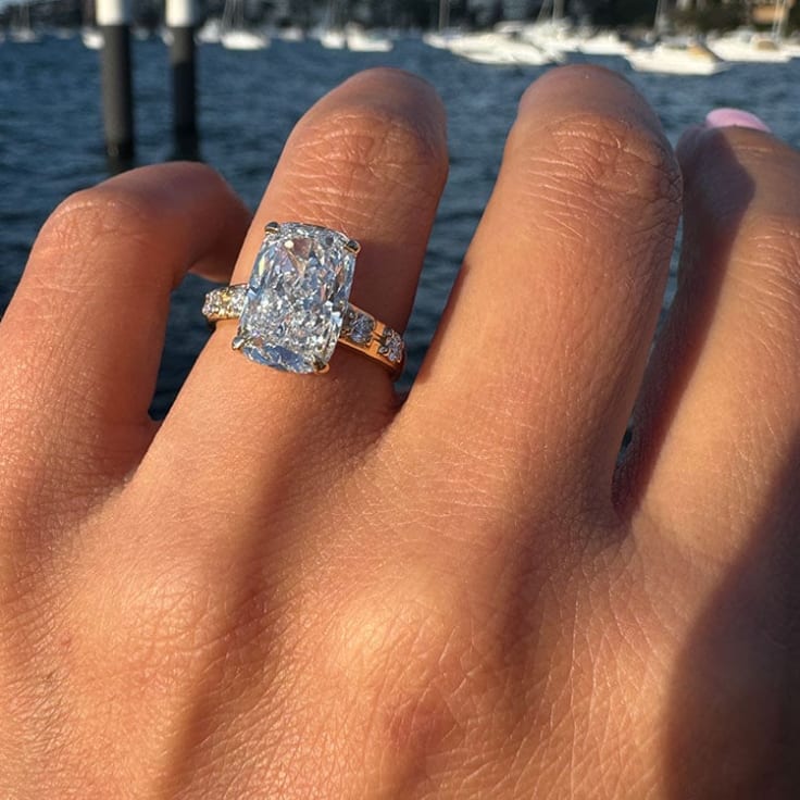 5 carat elongated cushion lab engagement ring