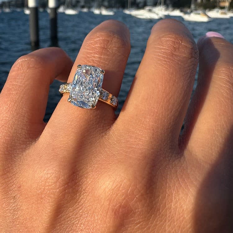 5 carat elongated cushion lab engagement ring