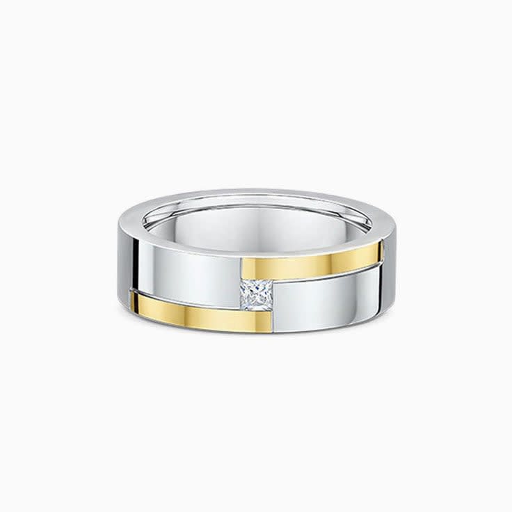 two tone mens diamond band