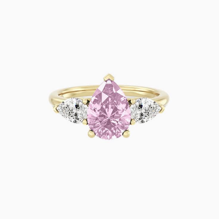 Lab grown light pink sapphire and diamond ring