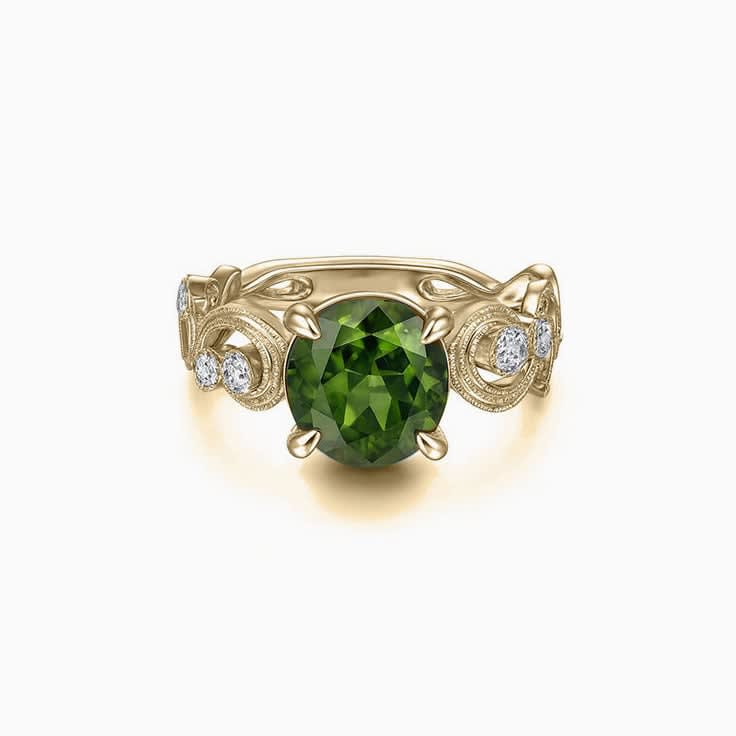 Lab green sapphire and diamond ring