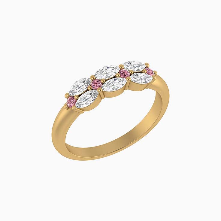 Natural white Marquise cut diamonds and Lab Pink Diamonds 3PR