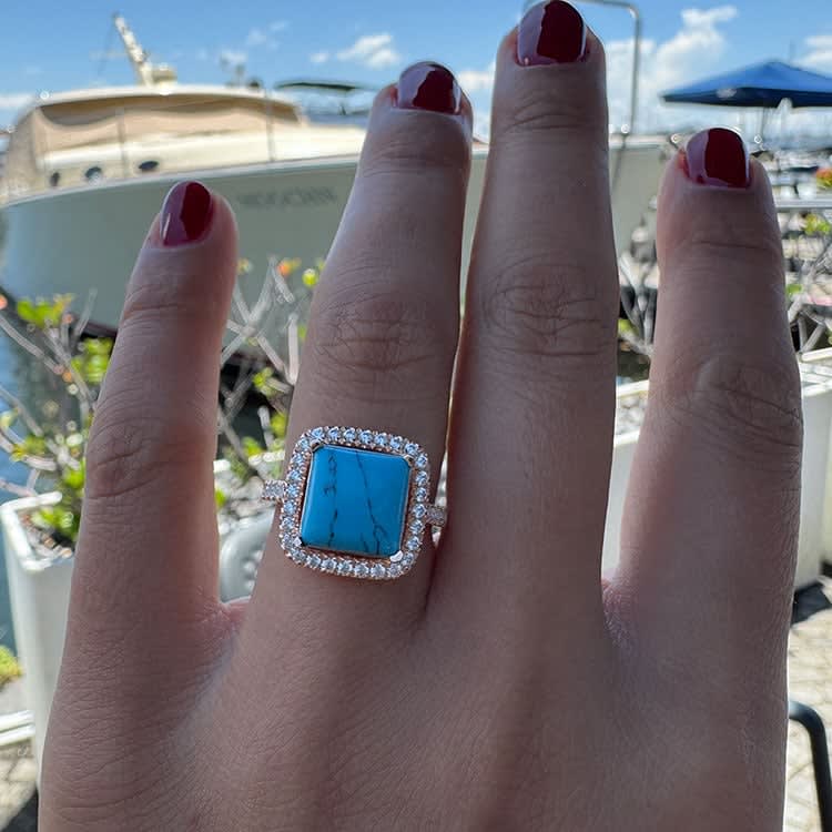 Turquoise and diamond ring