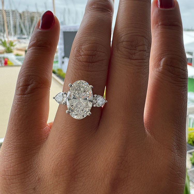 5 carat oval trilogy ring