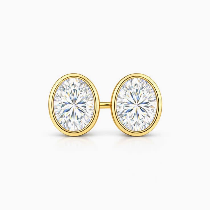 2ct lab oval bezel set studs