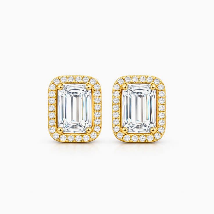 Lab emerald with a halo studs