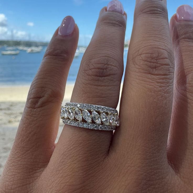 Unique round and marquise diamond ring