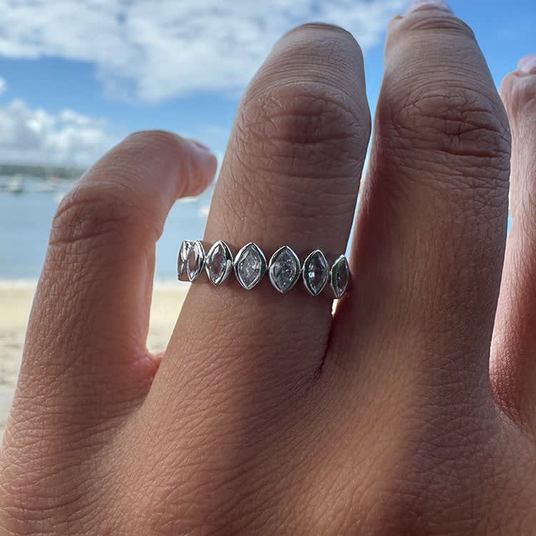 Bezel set marquise diamond band