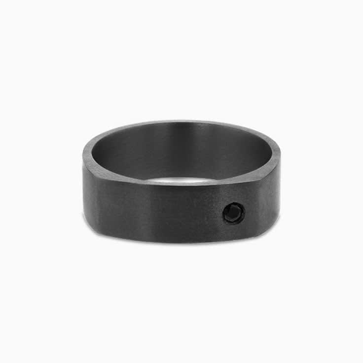 tantalum signet ring with drop set black diamond