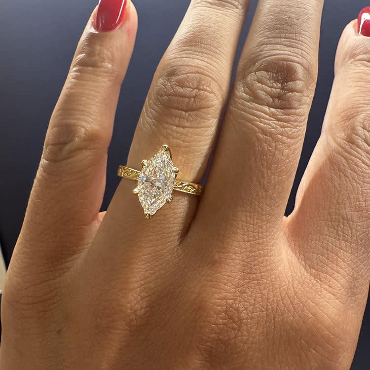 Marquise diamond set in vintage engagement ring