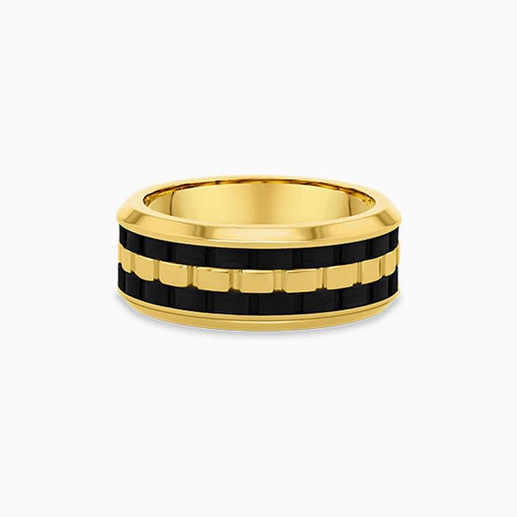 gold ring with black carbon fiber