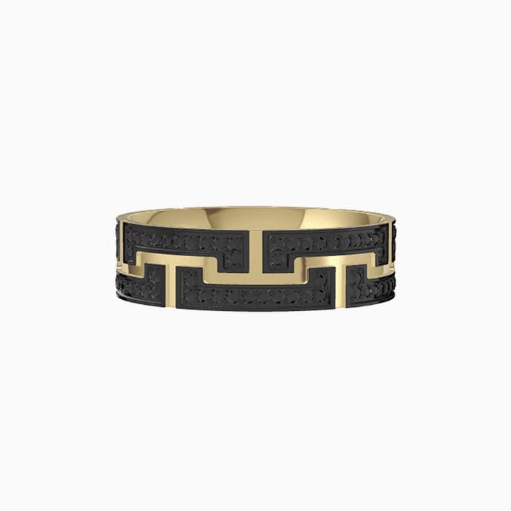 Black diamond with greek pattern ring