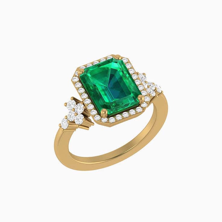 Lab grown Emerald deep Green and lab diamonds