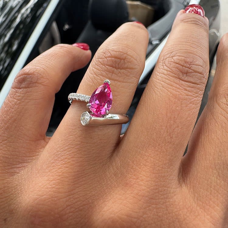 Lab pink sapphire with diamond