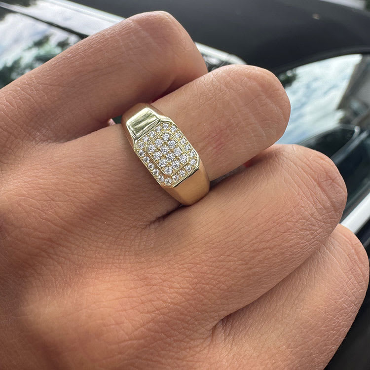 Lab diamond mens signet ring