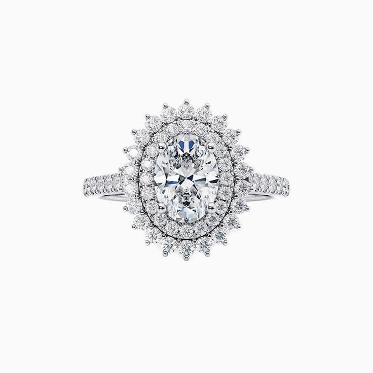 Double Halo Oval Diamond Engagement Ring