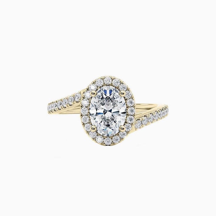 Oval Diamond With Halo and Diamond Band