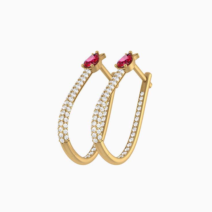 Natural Better rubies and natural diamond earrings