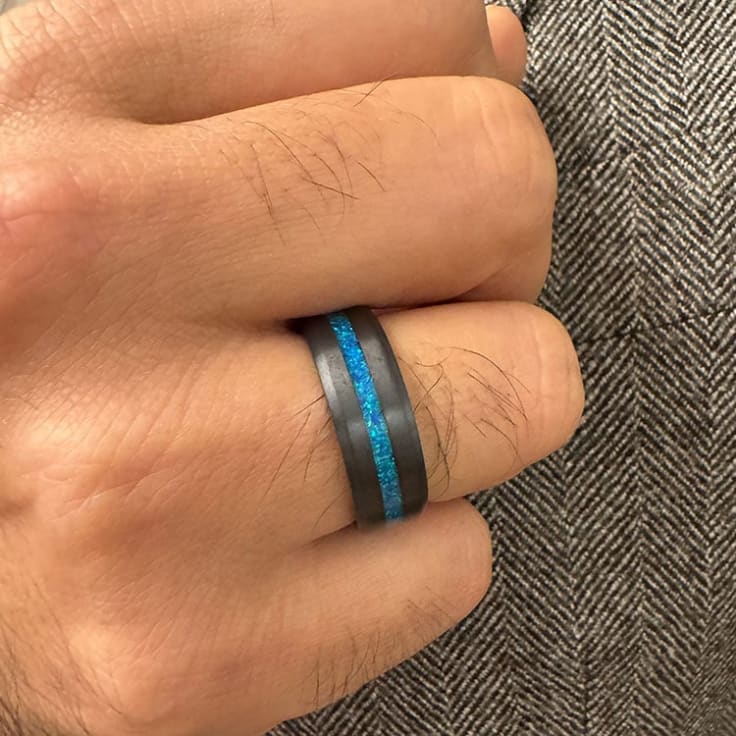 Bevel edge zirconium with opal