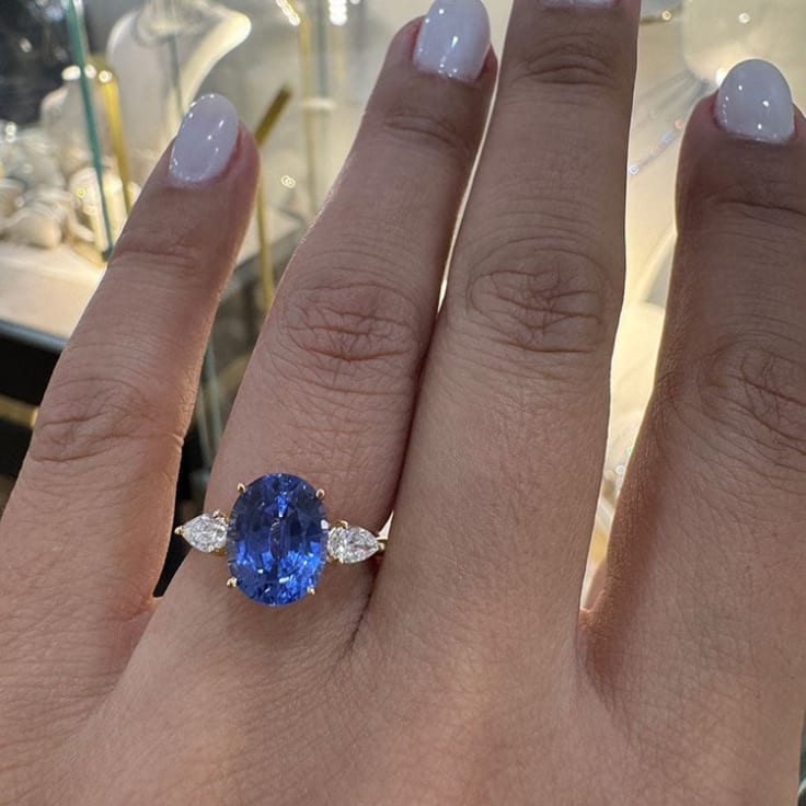 Cornflour blue sapphire and diamond ring