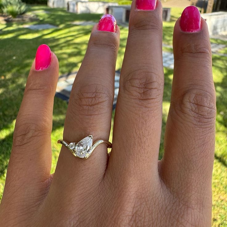 Unique pear diamond engagement ring