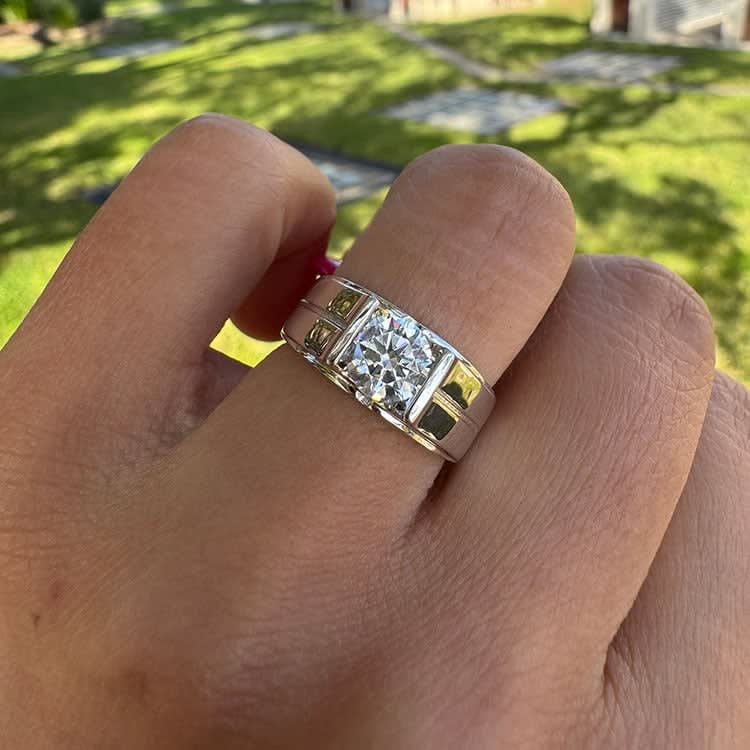 Mens solitaire diamond ring