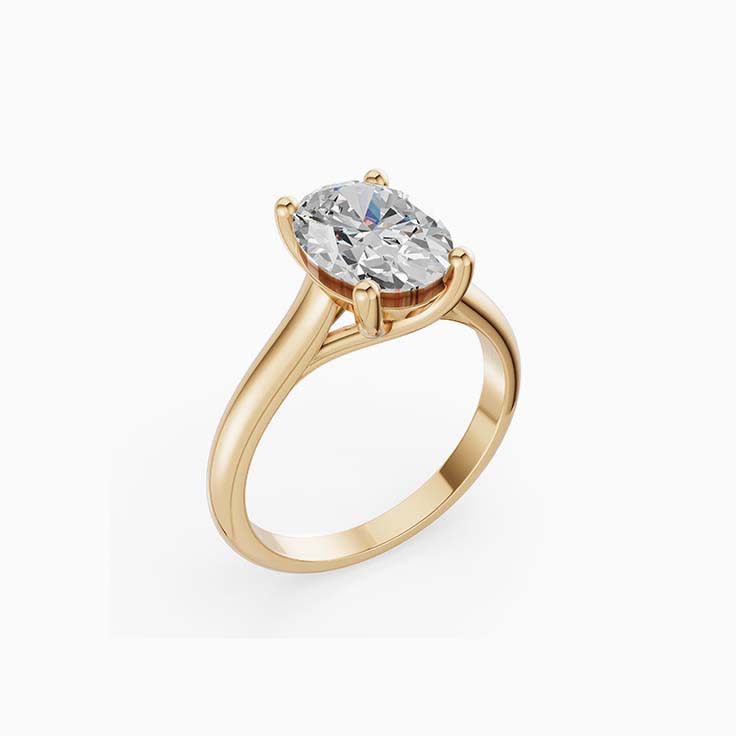 Oval diamond on a classic plain band