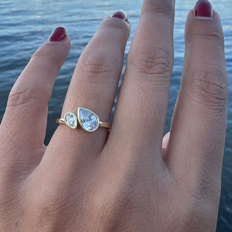Two pear diamond engagement ring