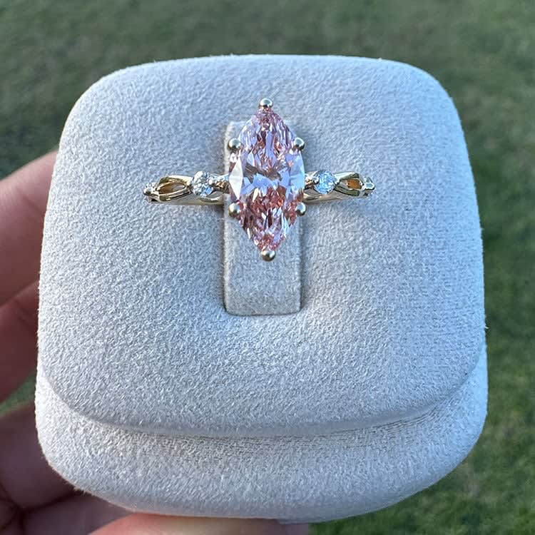 Pink lab diamond marquise ring