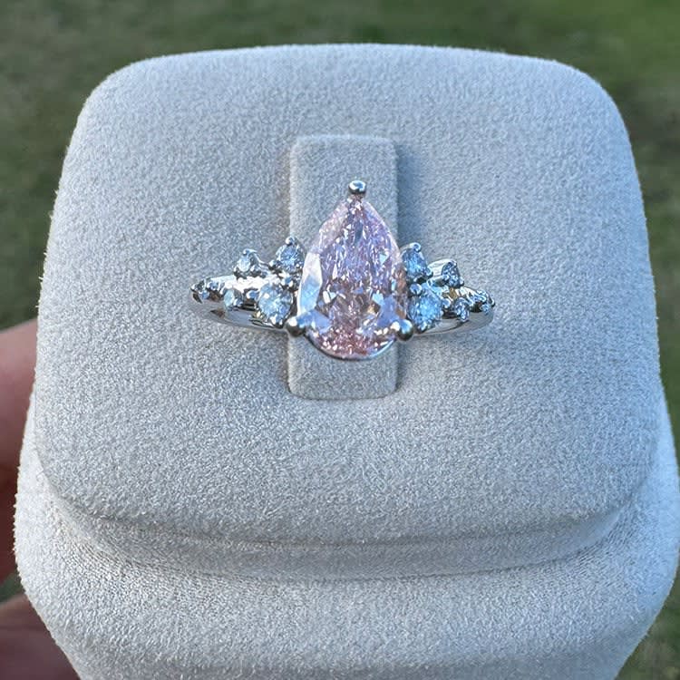 Pink lab diamond on a unique setting