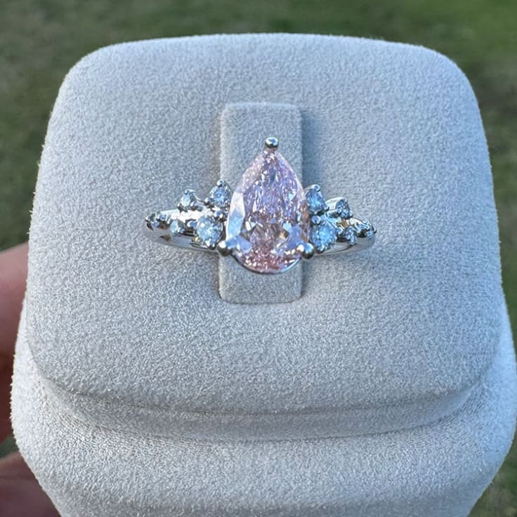 Pink lab diamond on a unique setting