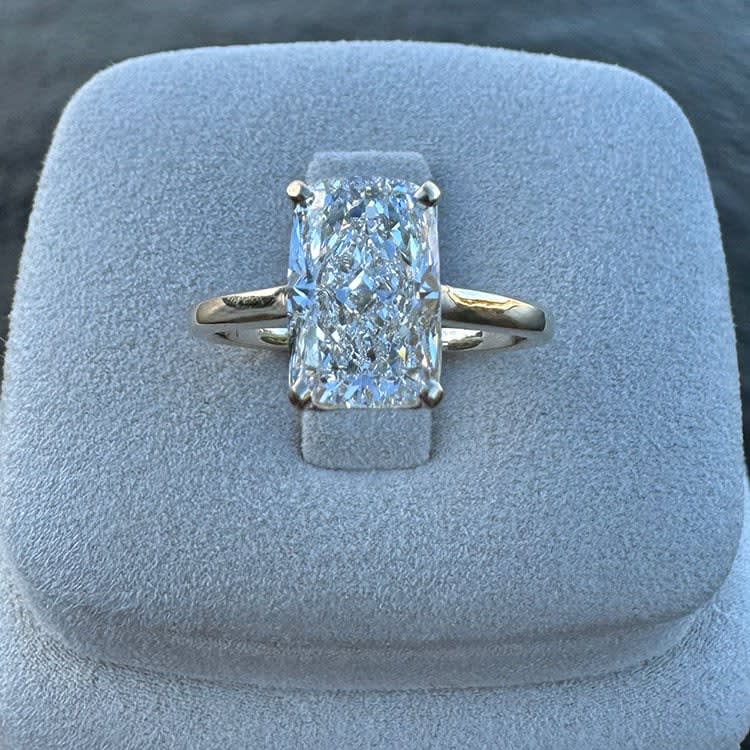 elongated radiant cut diamond ring